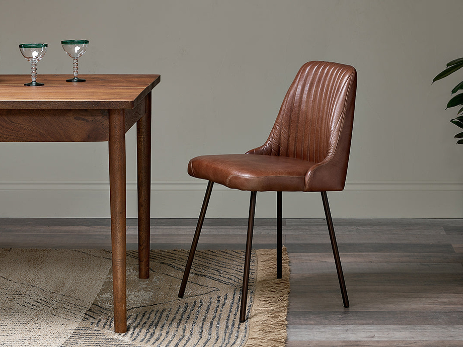 Harsha Leather Dining Chair - Chocolate Brown