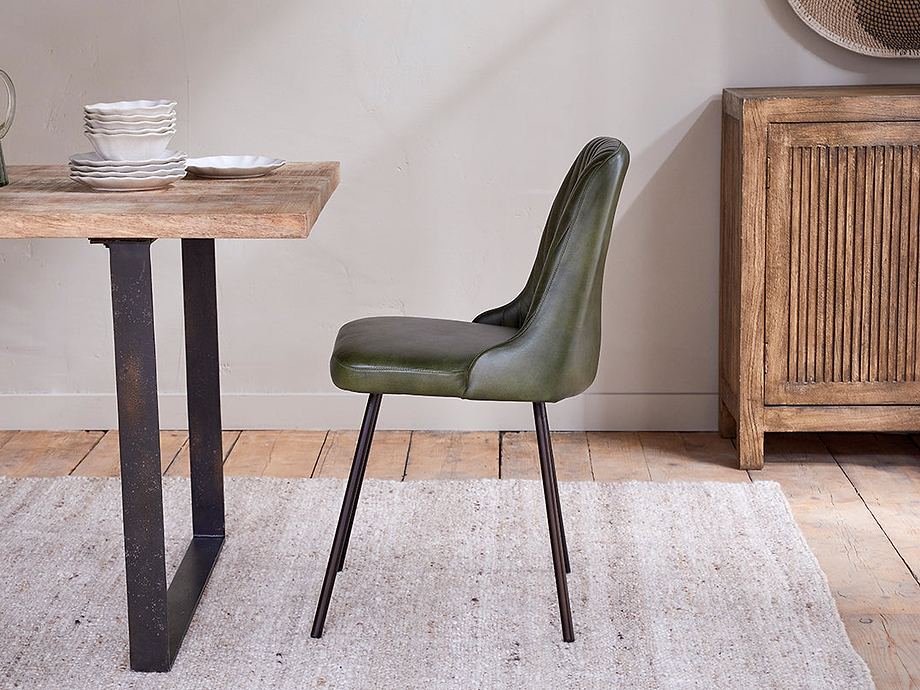 Harsha Leather Dining Chair - Rich Green