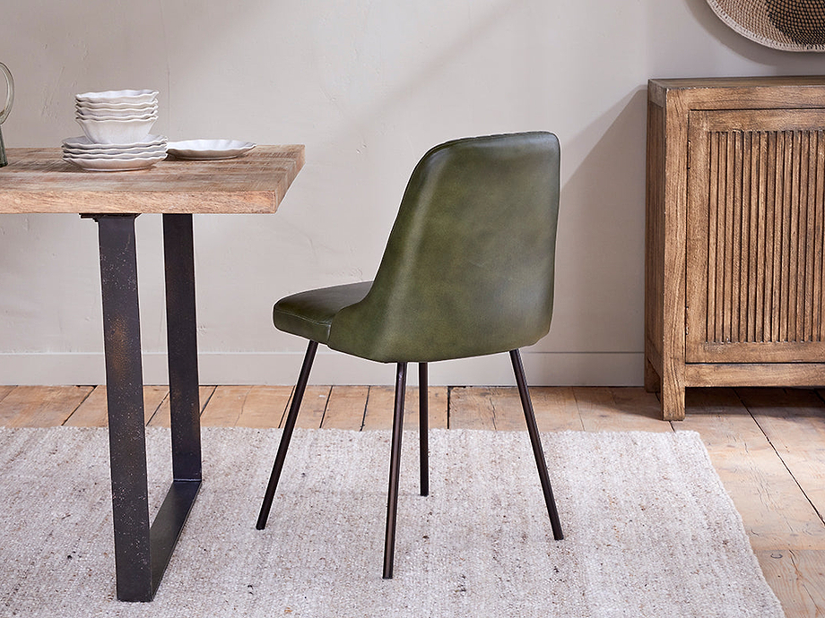 Harsha Leather Dining Chair - Rich Green