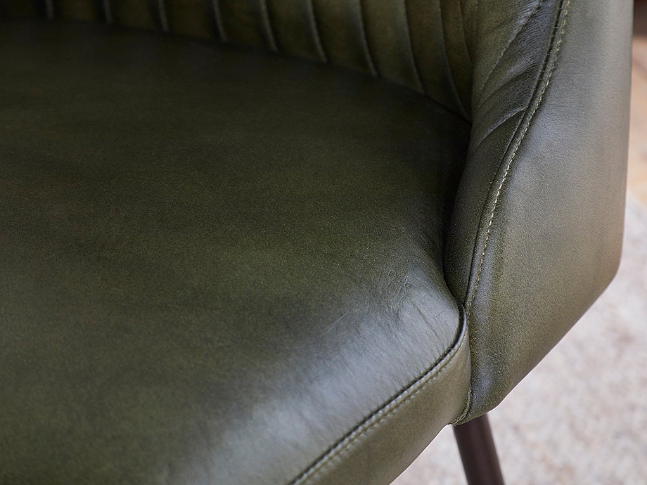 Harsha Leather Dining Chair - Rich Green