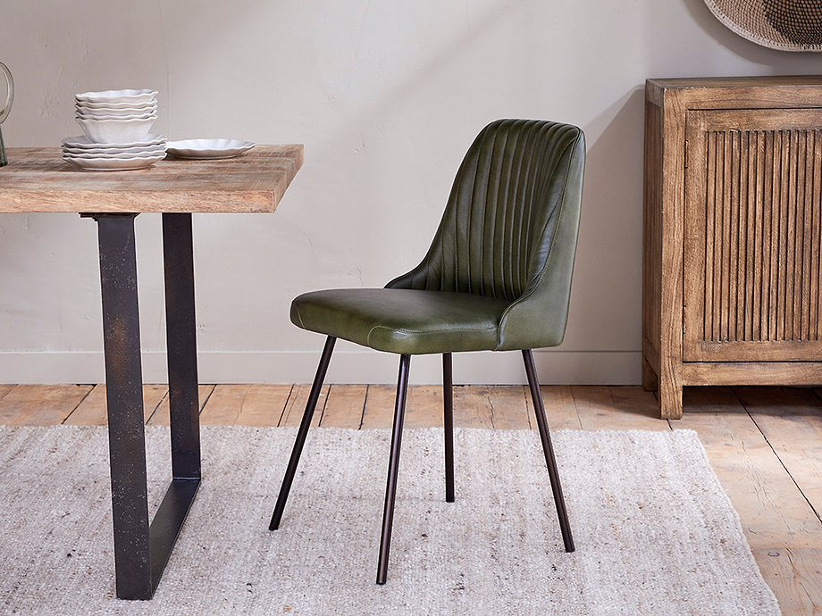 Harsha Leather Dining Chair - Rich Green