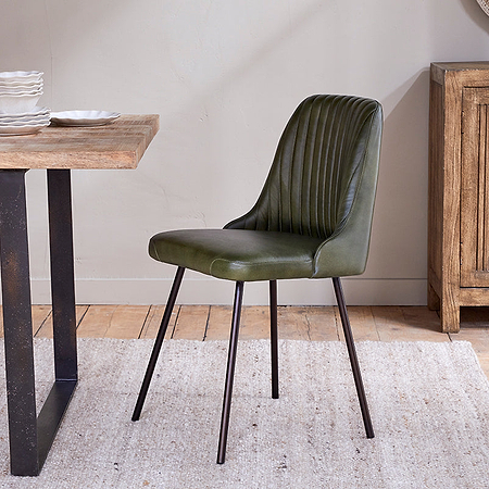 Harsha Leather Dining Chair - Rich Green-nkuku