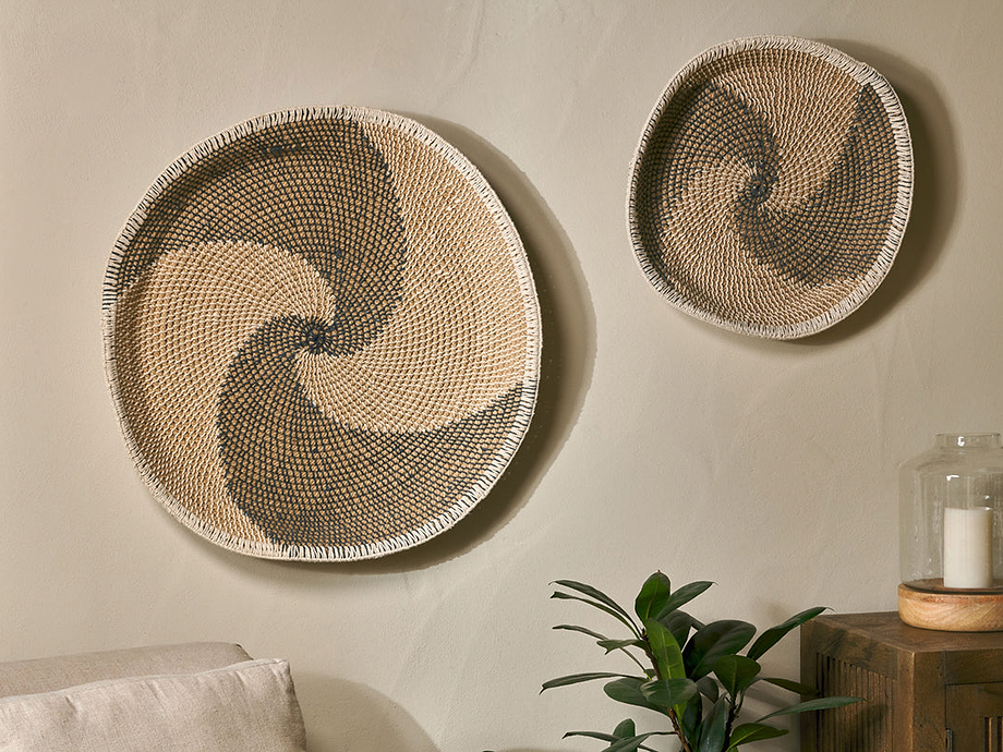 Idana Basket Wall Art - Natural, Black & White