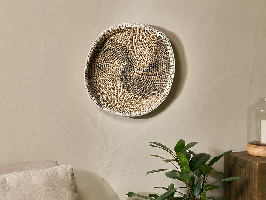 Idana Basket Wall Art - Natural, Black & White