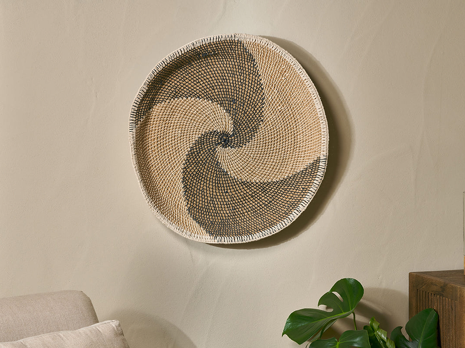 Idana Basket Wall Art - Natural, Black & White