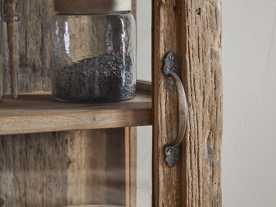 Ibo Reclaimed Wood & Glass Cabinet - Natural - Tall