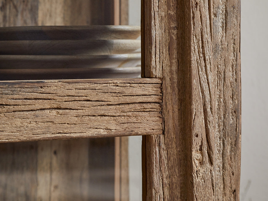 Ibo Reclaimed Wood & Glass Cabinet - Natural - Tall