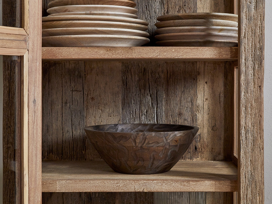 Ibo Reclaimed Wood & Glass Cabinet - Natural - Tall