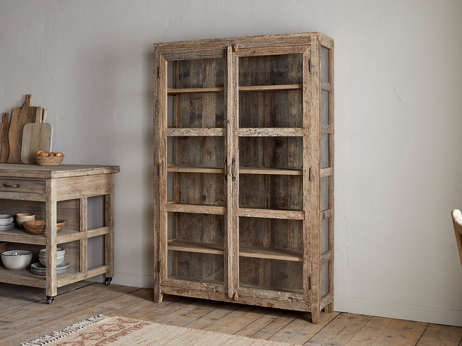 Ibo Reclaimed Wood & Glass Cabinet - Natural - Wide