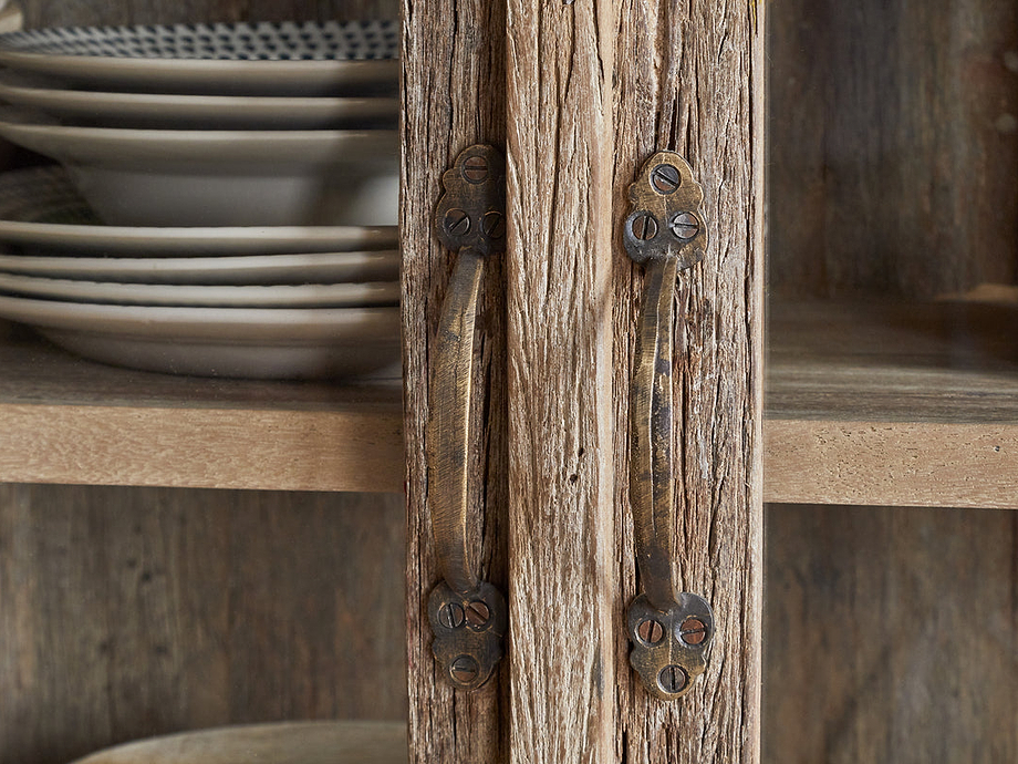 Ibo Reclaimed Wood & Glass Cabinet - Natural - Wide