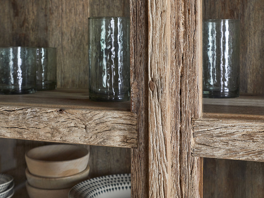 Ibo Reclaimed Wood & Glass Cabinet - Natural - Wide
