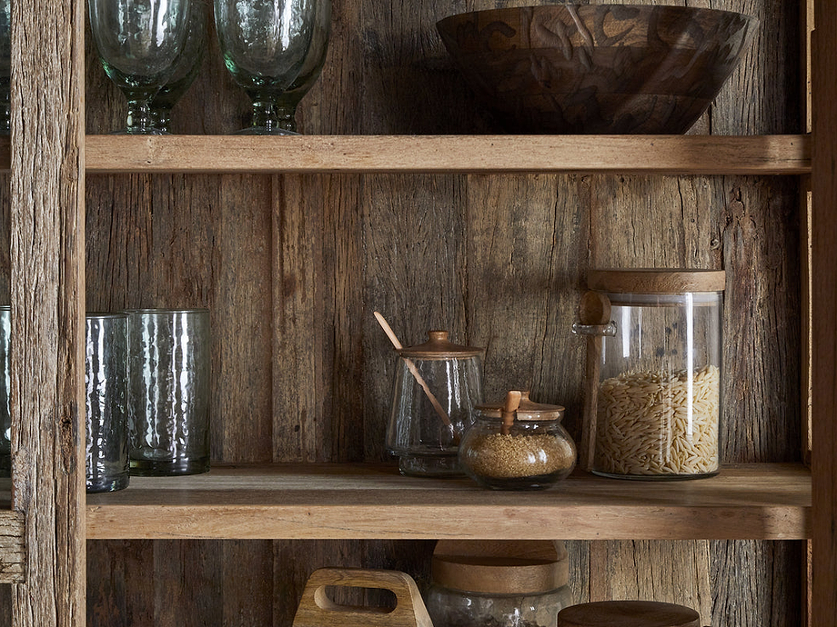 Ibo Reclaimed Wood & Glass Cabinet - Natural - Wide