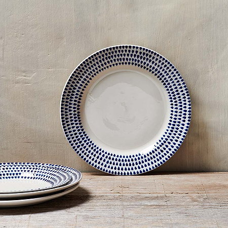 Indigo Drop Dinner Plate - Cream & Indigo