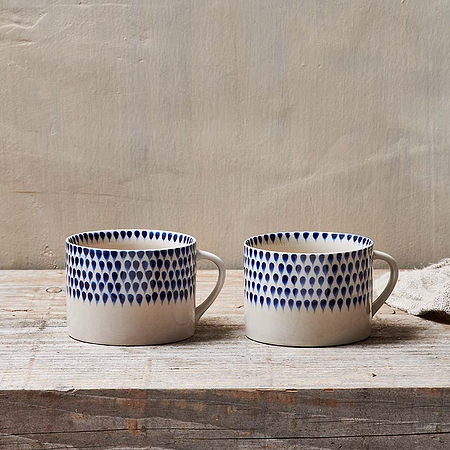 Indigo Drop Mug - Large (Set of 2)