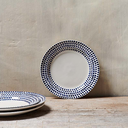 Indigo Drop Side Plate - Cream & Indigo