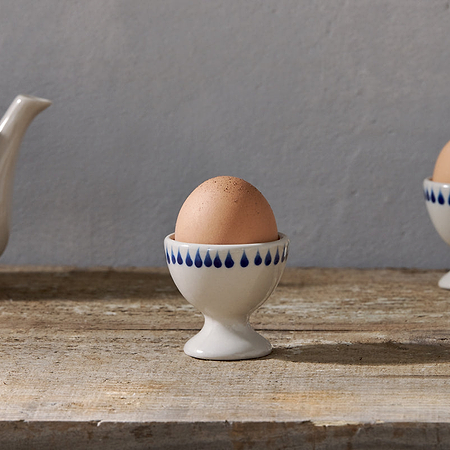 Indigo Drop Egg Cups - Cream & Indigo (Set of 2)