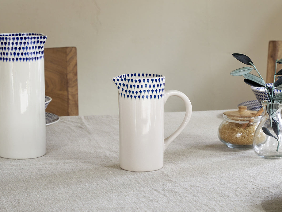 Indigo Drop Jug - Cream & Indigo - Small