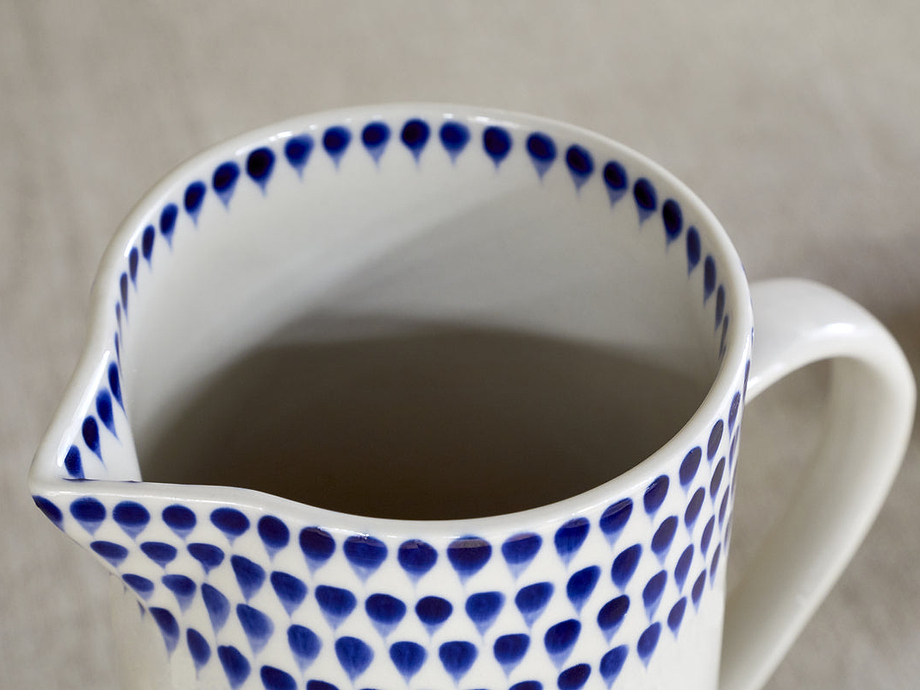 Indigo Drop Jug - Cream & Indigo - Small