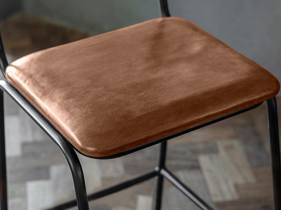 Iswa Leather & Cane Counter Chair - Aged Tan
