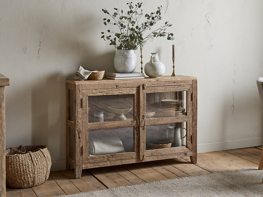 Ibo Reclaimed Wood & Glass Sideboard - Natural