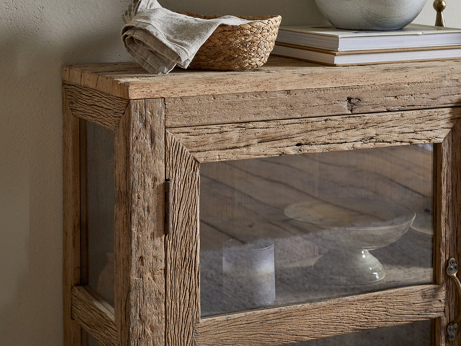 Ibo Reclaimed Wood & Glass Sideboard - Natural