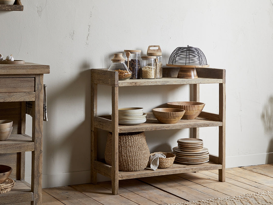 Ibo Reclaimed Wood Pantry Standing Shelves - Natural