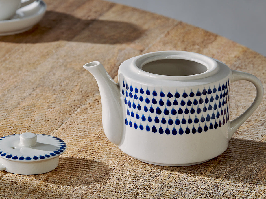 Indigo Drop Teapot - Cream & Indigo