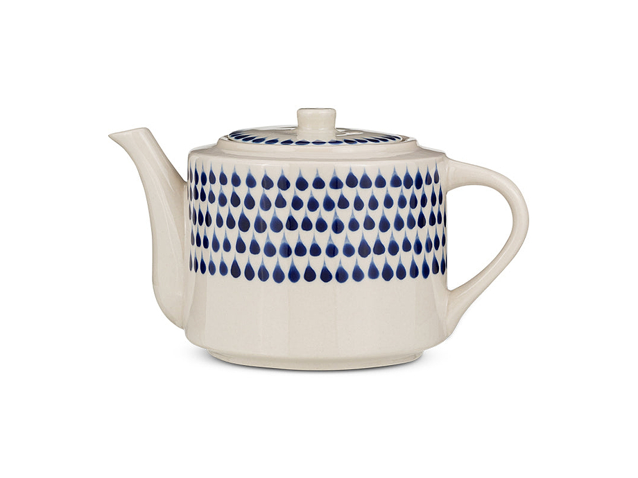 Indigo Drop Teapot - Cream & Indigo