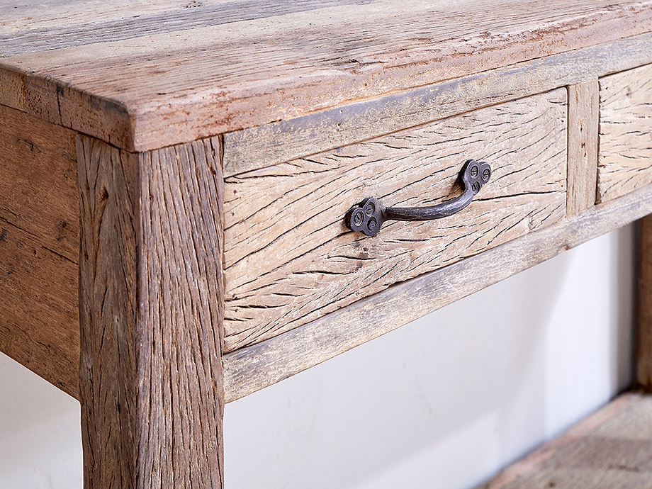 Ibo Reclaimed Wood 3 Drawer Console Table - Natural