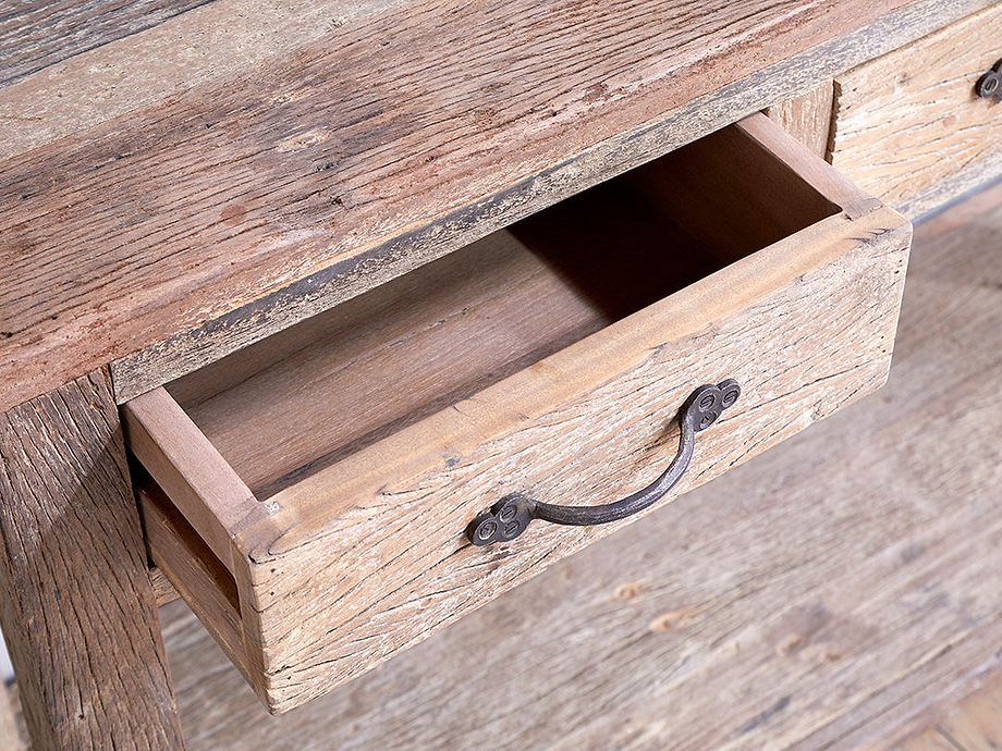 Ibo Reclaimed Wood 3 Drawer Console Table - Natural