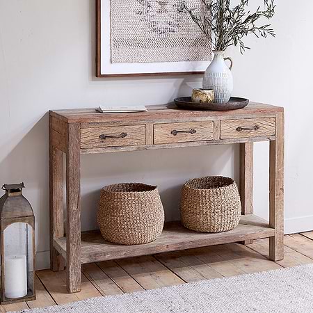 Ibo Reclaimed Wood 3 Drawer Console Table - Natural-nkuku