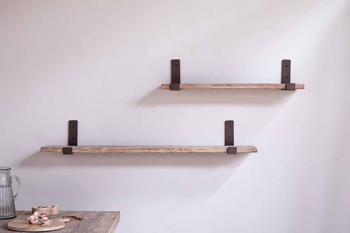 Ibo Reclaimed Wood & Iron Shelf - Natural – Nkuku