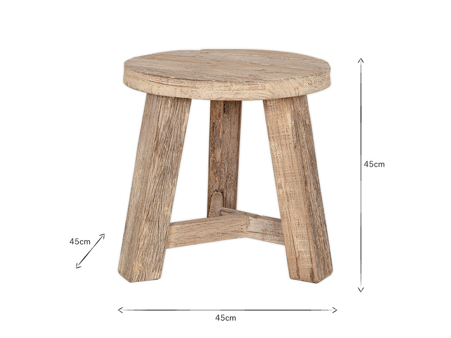 Ibo Reclaimed Wood Round Side Table - Natural