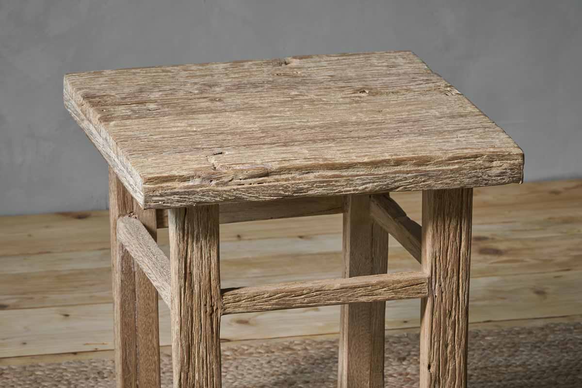 Rustic Wood Stool End Table Ibo Reclaimed Wood Side Table Natural