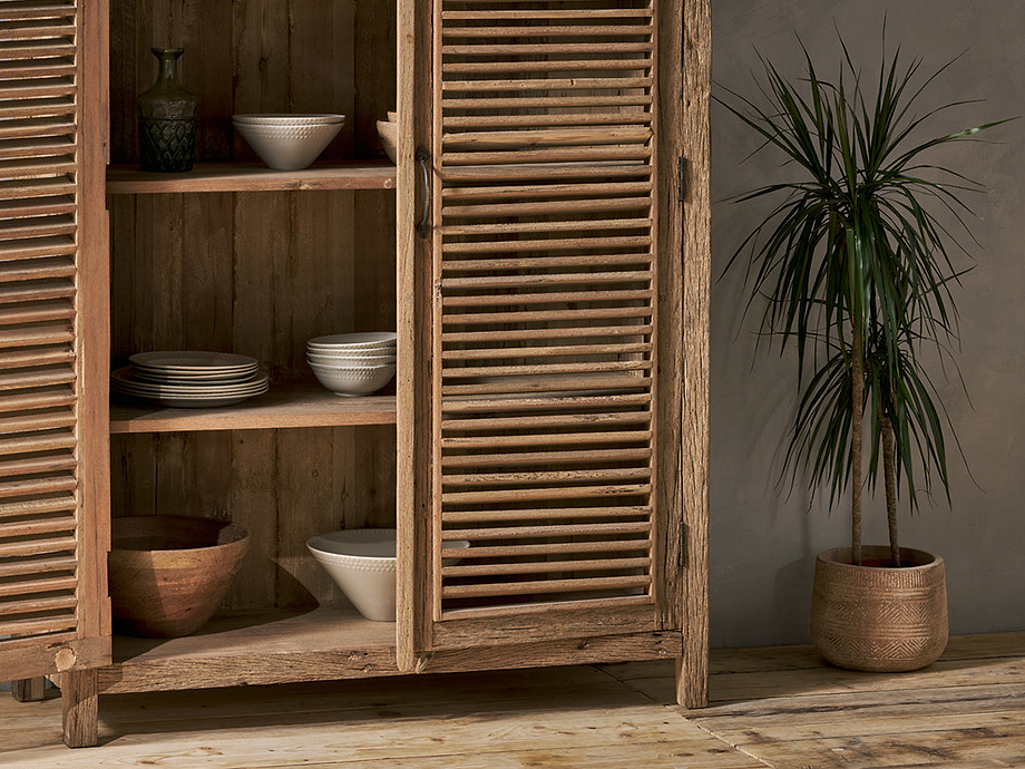 Ibo Reclaimed Wooden Slatted Cabinet – Natural - Large