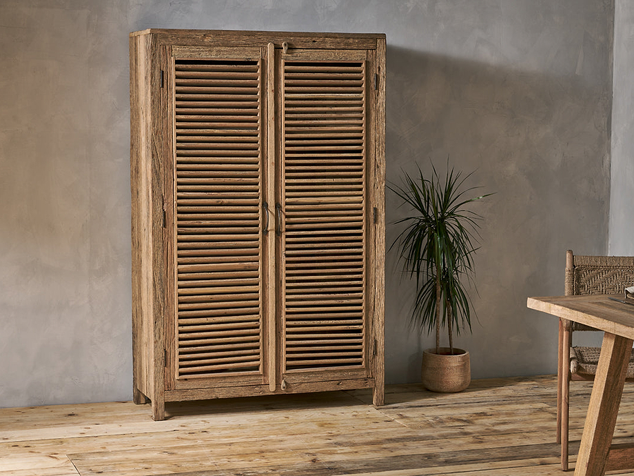 Ibo Reclaimed Wooden Slatted Cabinet – Natural - Large