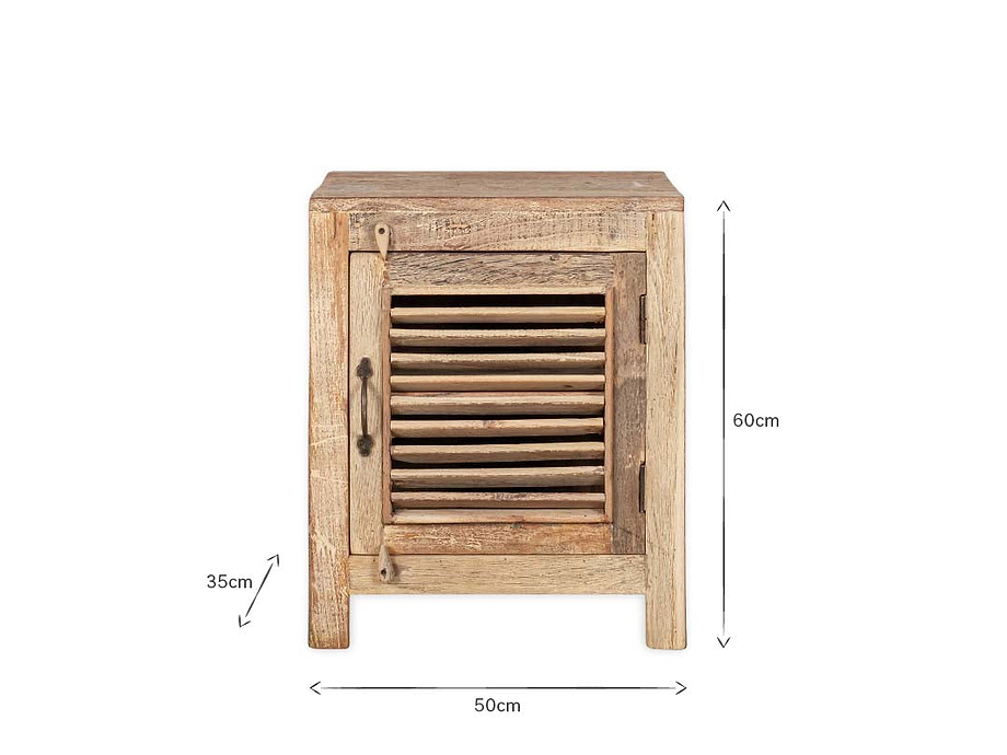 Ibo Reclaimed Wooden Slatted Cabinet – Natural - Small