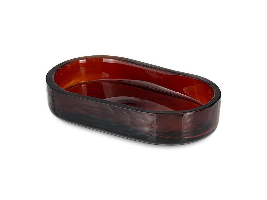 Ilcoso Recycled Hammered Glass Soap Dish - Amber