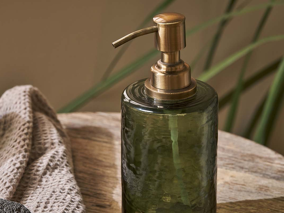 Ilcoso Recycled Hammered Glass Soap Dispenser - Green