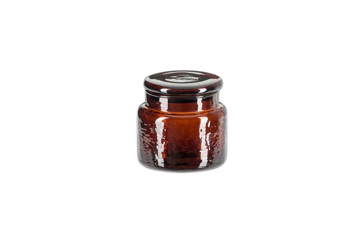 Ilcoso Recycled Hammered Glass Storage Pot - Amber