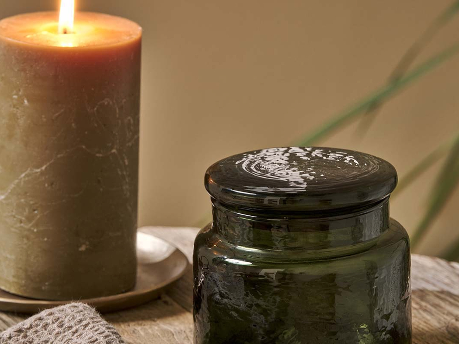 Ilcoso Recycled Hammered Glass Storage Pot - Green