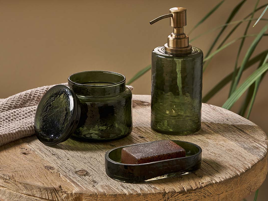 Ilcoso Recycled Hammered Glass Storage Pot - Green