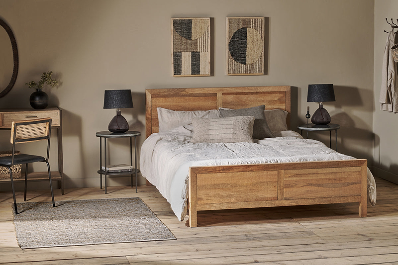 Indali Mango Wood Bed - Natural - King-nkuku