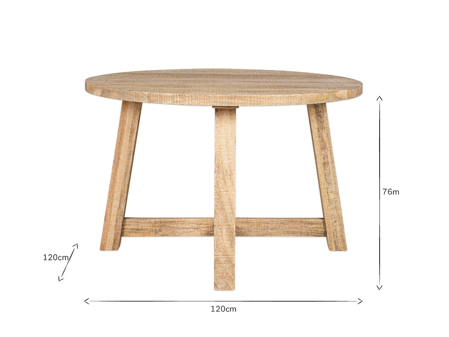 Indali Mango Wood Round Dining Table - Natural