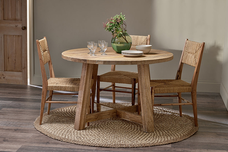 Indali Mango Wood Round Dining Table - Small-nkuku