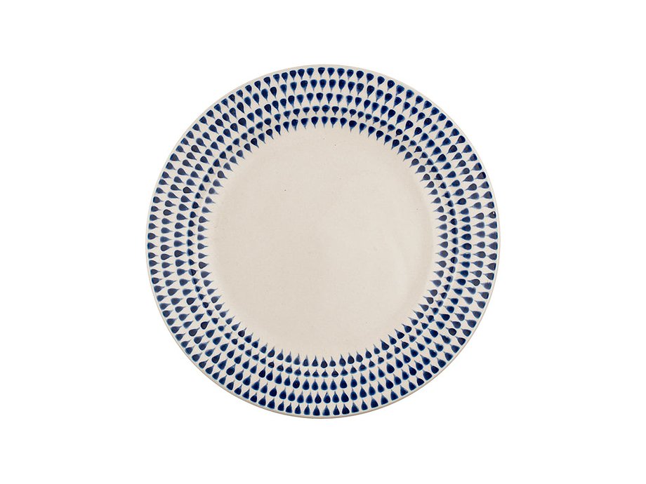 Indigo Drop Dinnerware Set - Cream & Indigo (Set of 12)