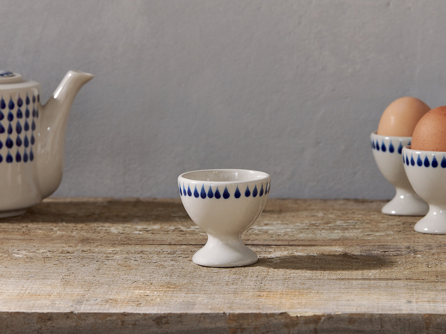 Indigo Drop Egg Cups - Cream & Indigo (Set of 2)