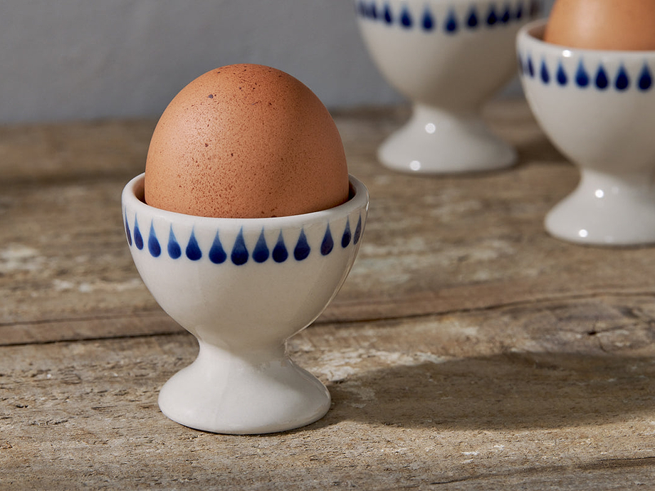 Indigo Drop Egg Cups - Cream & Indigo (Set of 2)