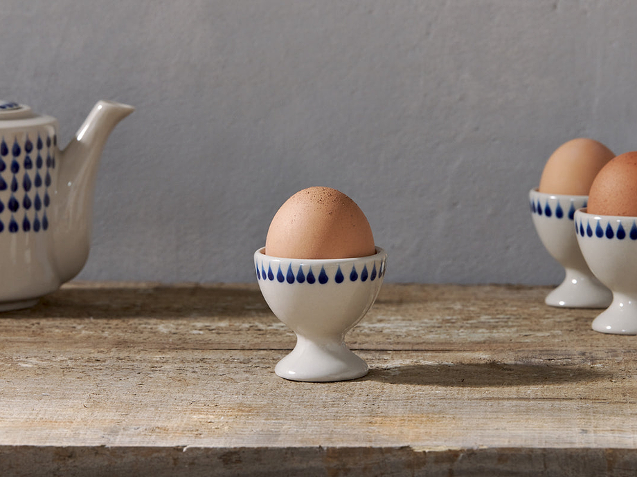 Indigo Drop Egg Cups - Cream & Indigo (Set of 2)