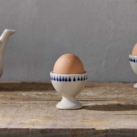 Indigo Drop Egg Cups - Cream & Indigo (Set of 2)-nkuku